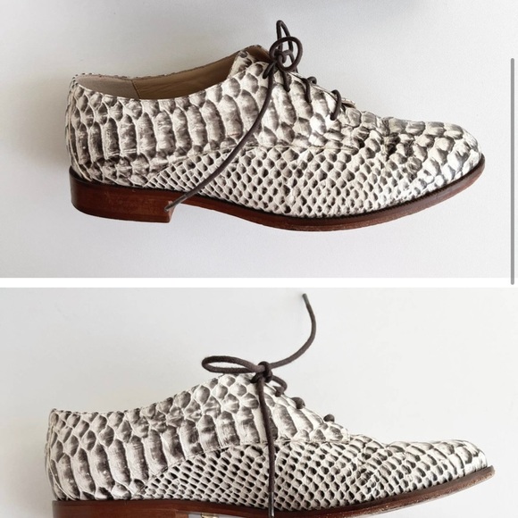 Diane Von Furstenberg Ziggy Boa Snake Print Oxford Loafers Size 8 - Picture 5 of 7